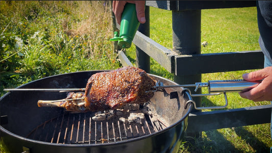 Spit roast leg of lamb