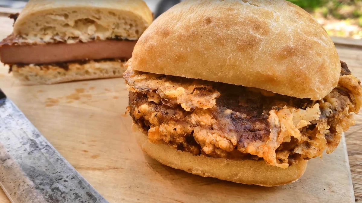 BBQ Chicken Fried Bologna Burgers BBQ Pit Boys