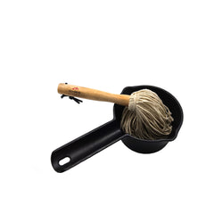 Cast Iron Basting Pot and BBQ Mop Brush, 2 Pc Set Cast  Melting Pot , Pre-Seasoned